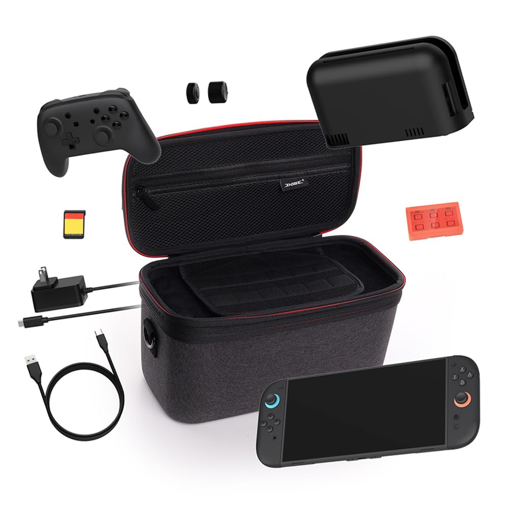 Fiorky Étui de Transport Dur Eva pour Switch 2 Sac de Voyage Protecteur avec bandoulière et boîte de Carte de Jeu pour Nntendo pour Switch 2