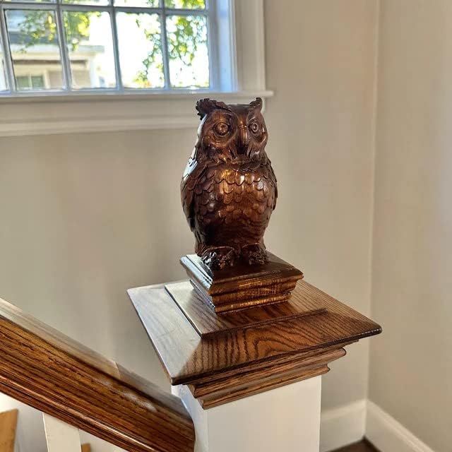 Owl Statue Owl Wooden Finial for Staircase Newel Post, Owl Finial Bed Post, Gift by Blackperlcrafts
