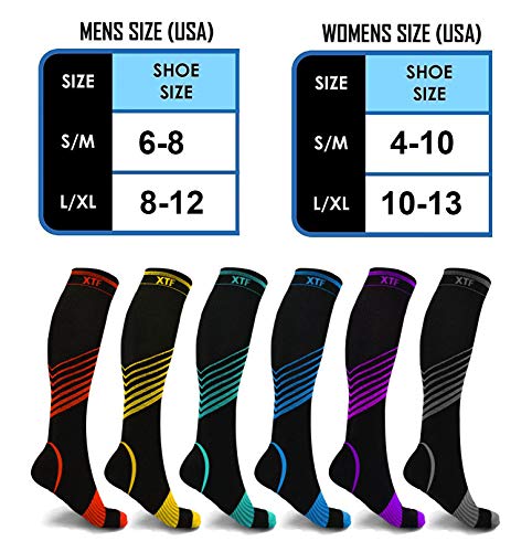 Extreme Fit Sport Compression Socks for Men and Women Knee High - Made for Running, Athletics, Pregnancy and Travel - 6 Pair3