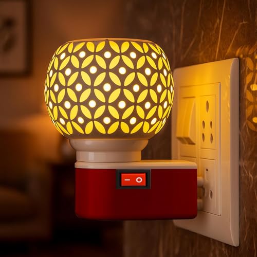 Image of JD FRESH Ceramic Kapoor Dani Night Lamp /Electric Camphor Diffuser Burner for Pooja /Incense Aroma Dhoop Dani /Multipurpose Night lamp Incense Burner for Office /Home /Temple /Mosquito Repellent (JD-1032)