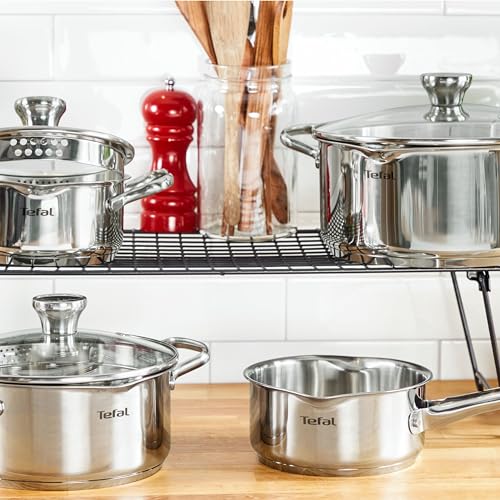 Miniatura 2 de Tefal Duetto - Juego de 3 Ollas 16/20/24 cm + Cazo 16 cm + 3 Tapas, Apto inducción, Thermo-Fusion, Marcas medición, Apto lavavajillas y horno, Acero inoxidable
