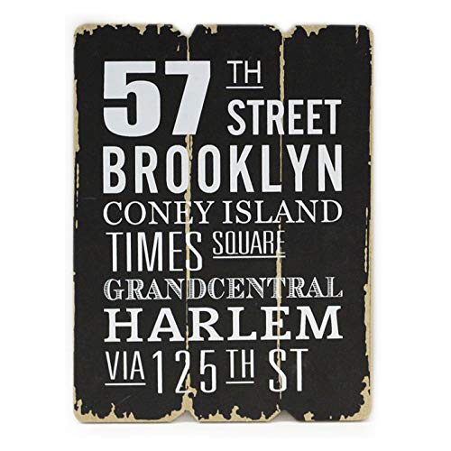 levandeo Wandbild 28x21cm Holz Schwarz Weiß Brooklyn USA Sprüche Sayings Shabby Chic Vintage Deko Schild