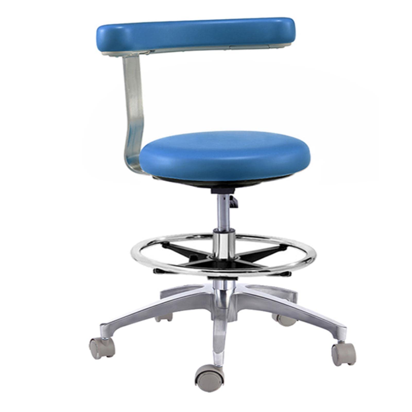 HYDTGZ Dentist Stool Dental Assistant Chair with Armrests PU Leather Height Adjustable Dental Stool Nurse Chair Beauty Stool,Blue,L/62cm to 52cm