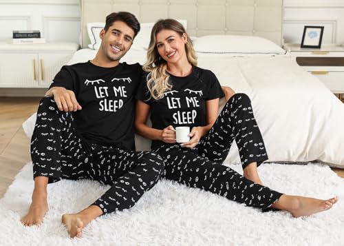 EISHOPEER Women's Pajama Set Printed Short Sleeve Top & Long Pants Sleepwear Pjs Sets2