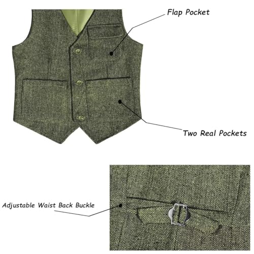 Boys Vintage Herringbone Tweed Suit Vest for Kids Toddler Slim Fit Wedding Tuxedo Waistcoat Youth Boy Formal Dress3