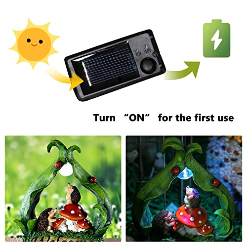 Xurleq Solar Outdoor Decor Light, Hedgehog Mushroom Welcome To Garden Statue With Solar Light, Outdoor Lawn Garden Decor Hedgehog Figurines For Patio, Balcony, Yard, Art Ornament - Unique Gifts #TOP2