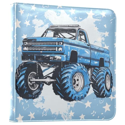 JIPONI Super Monster Truck Large Photo Album, DIY Leather Cover Scrapbook Albums for 4x6 5x7 6x8 Pictures, Self Adhesive Memory Book for Wedding, Baby, Family