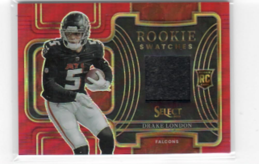 2022 Panini Select Rookie Swatches Red Prizm #5 Drake London Authentic Material Card Atlanta Falcons Football NM-MT