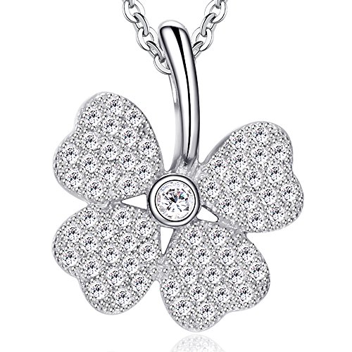 Collier trèfle en argent 925 et oxydes de zirconium blancs de la marque Ashley Bijoux