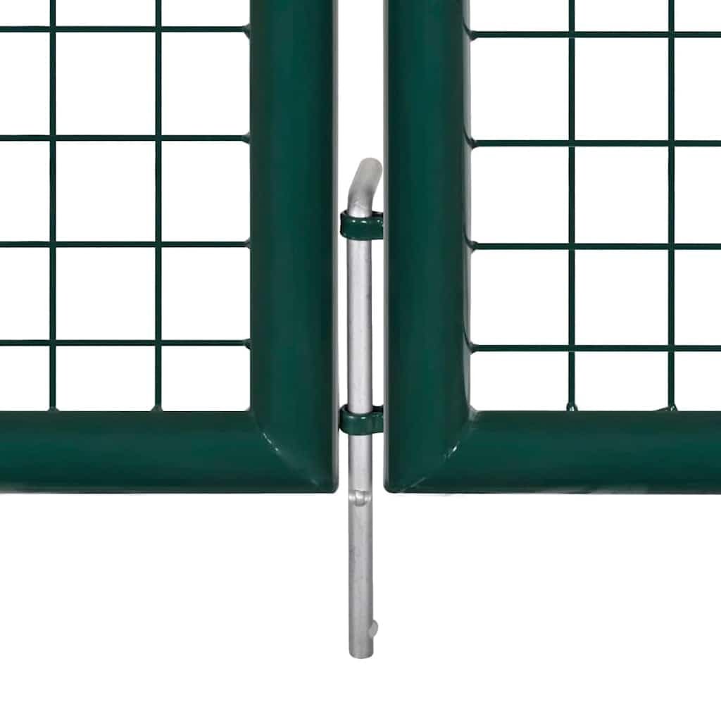 vidaXL Puerta de valla de jardín 289 x 100 cm, 306 x 150 cm, puerta de parrilla de pared verde de acero