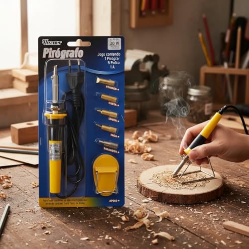 Western Pirógrafo Multifuncional, 30W, Amarelo e Preto, Kit com 5...