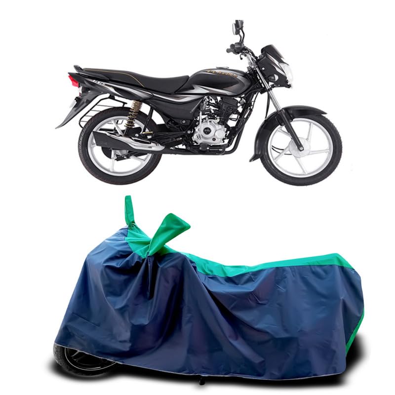 Image of DUFFEL-Two Wheeler Bike Cover Compatible for Bajaj-Platina-100-Black Heat Protectio /UV-Rays /Birds Dropping /DustProof /Waterproof Indoor Outdoor and Parking Full Protection All Variants [Green Patta]