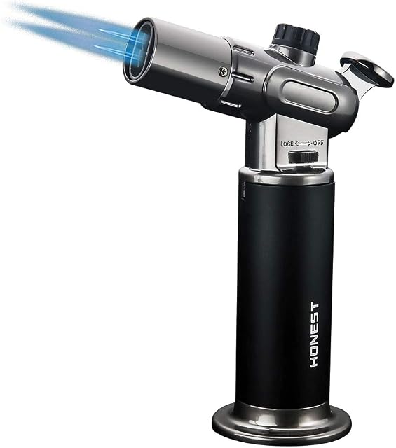 PROMISE Kitchen Torch Blow Torch Refillable Butane Torch for Cooking Food Baking BBQ & More (Black-E)