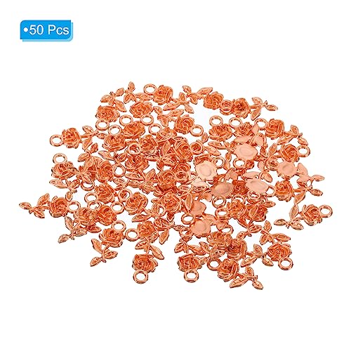 PATIKIL Rose Charm, 50Pcs Mini Rose Flower Pendant Charm Bulk Vintage Metal Designer DIY for Making s s Wedding Crafts Rose Gold - Image 3