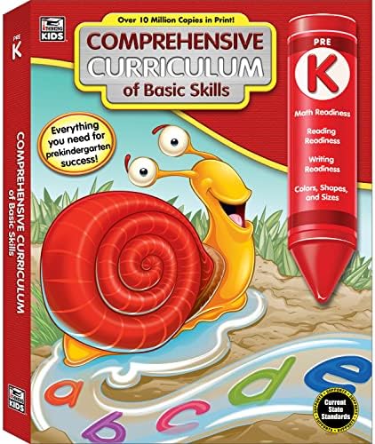 Comprehensive Curriculum of Basic Skills Preschool Workbook, Math, Reading Comprehension, Writing, Alphabet, Colors, Shapes, Pre K Workbooks age 4-5, Classroom or Homeschool Curriculum (544 pgs)