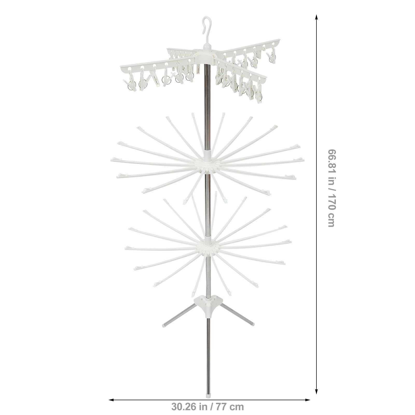 Housoutil Tendedero de Ropa Giratorio Plegable para Ropa al Aire 32 Varillas Aleación y Abs Blanco Diseño 360° Antideslizante y Antiviento para Pañales y Toallas Secado Natural al Aire