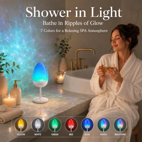 Image of Bathroom Mood Light, Cordless Ocean Wave Projector Lamp