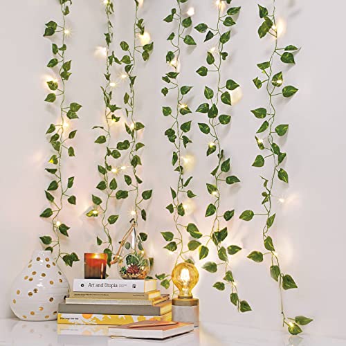 Cewor 14 Pack 101Ft Artificial Ivy Greenery Garland, Fake Vines Hanging Plants Backdrop For Room Bedroom Wall Decor, Green Leaves For Jungle Theme Christmas Party Wedding Decoration #TOP6