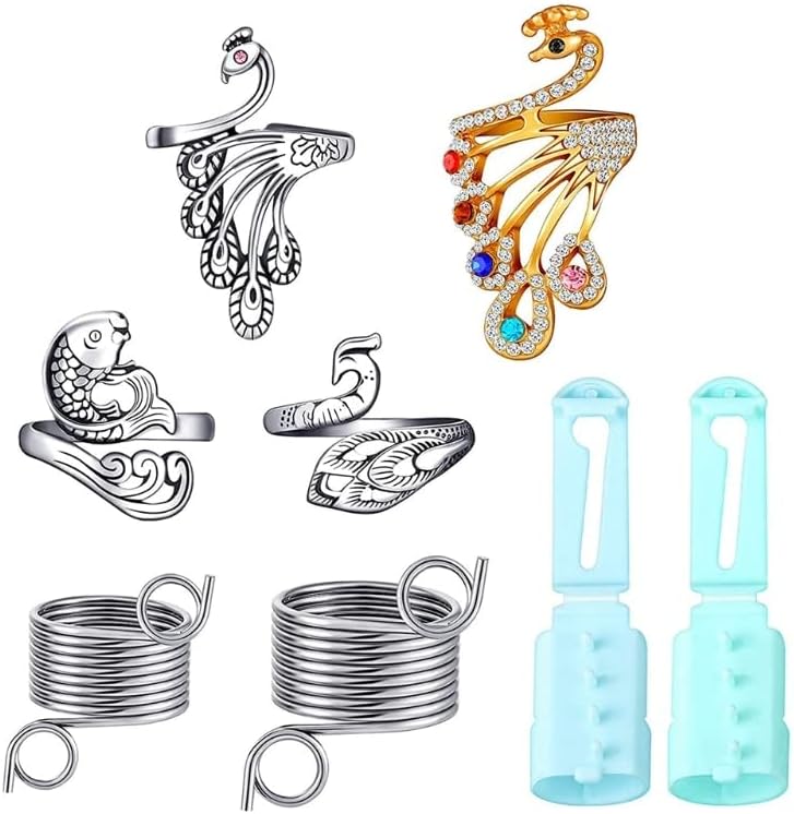 Finger Holder Set, 2 Pieces Adjustable Knitting Crochet Loop Rings with Metal a 54DC - (Color: as shown)