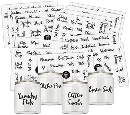 Good Karma Studio 195 Laundry Room, Storage Bin, Linen Closet, Home Office, Bathroom and Beauty Organization Labels + 15 Blank Labels, Labels for Storage Bins, Pantry Labels