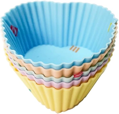 Miniatura 7 de Silicone Cupcake Muffin Baking Cups 12 Pack Reusable Nonstick Silicone Baking Cups Mini Cake Pan (Multicolor)