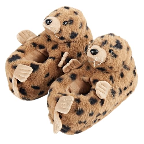 Image of ooohyeah Funny Animal Hug Plush Slippers for Women, Novelty Cute Cozy Warm Slippers with Non-Slip Grips