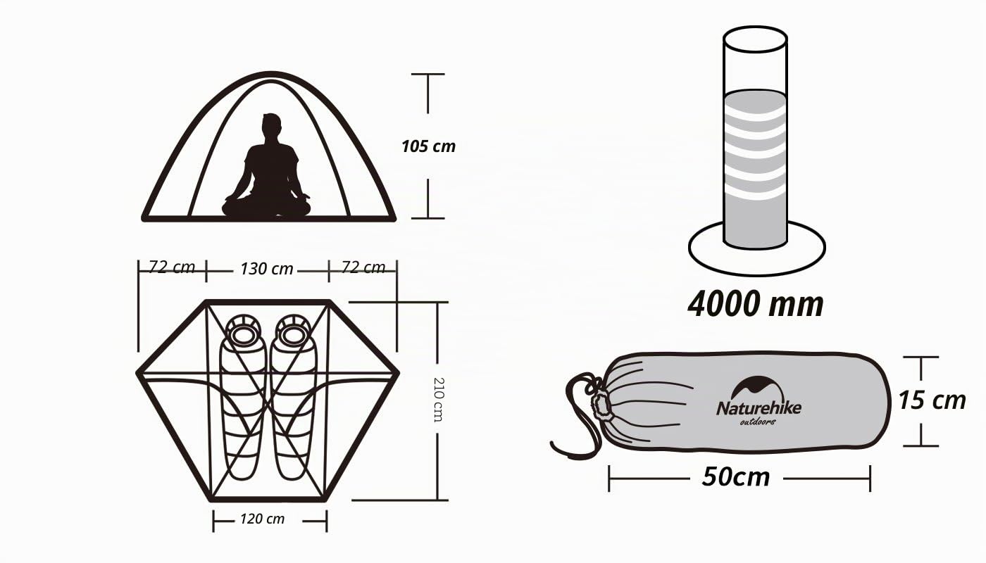 Naturehike Cloud Peak randonnée 4 Saisons Tente pour 2 Personnes Tente de Camping pour Outdoor