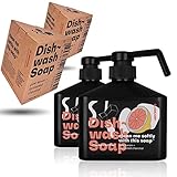 SLOWCORP. Liquid Dish Soap with Hand Moisturizing Activated Charcoal, Vitamin E, Aloe Vera, and Prebiotics, Scented Hypoallergenic Gel for Washing Dishes, Pink Lemon (16.9 fl. oz. (Pack of 2))