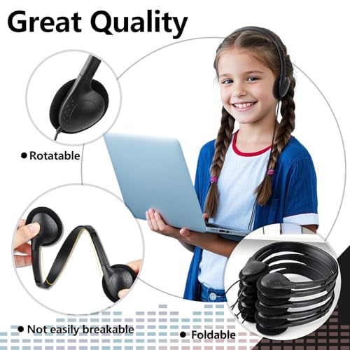 Image of USB C Headphones Bulk 20 Pack for Kids Classroom School,USB Type C | Headphones Class Set for School Student Children Compatible with Pad Smartphones Travel Testing Black