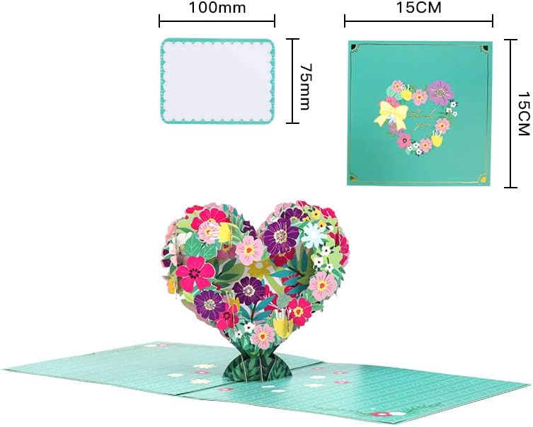Miniatura 2 de Paquete de 2 tarjetas emergentes de corazón, surtido de tarjetas de cumpleaños de flores en 3D, para el día de la madre, aniversario, día de San