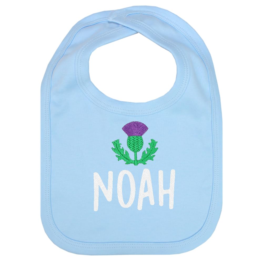 TeddyT's Personalised Scottish Thistle Baby Bibs (Blue)