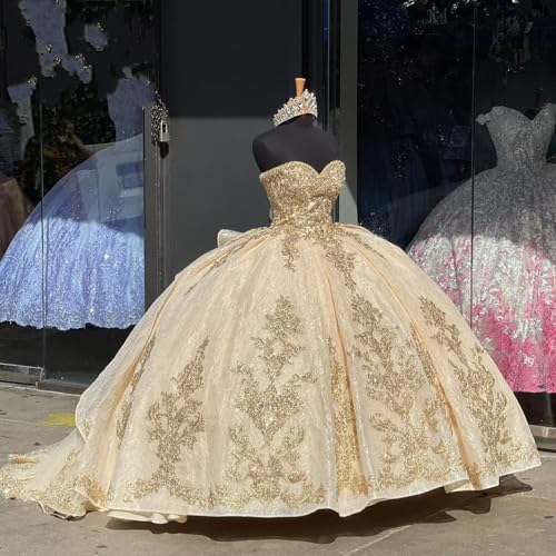 Ball Gown Wedding Dresses Sweeteart with Train Gold Embroidered Corset Prom Formal Dress 20254