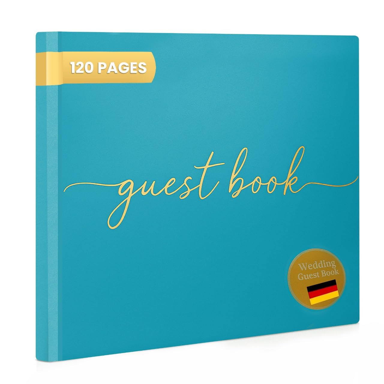 Plantvibes Wedding Guest Book, 120 Thick Pages that Prevent Ink from Bleeding Through, Modern Style with Golden Title