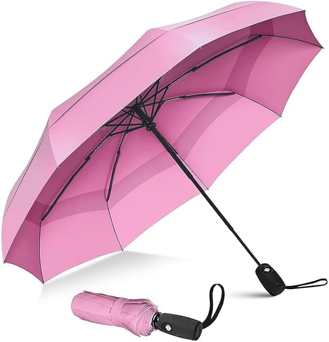 TEKCOOLUmbrella Automatic Open Travel Umbrella with Wind Vent,Umbrella Big Size for Men, Umbrella for Girls, Umbrellas for rain,Windproof Umberalla Large for Man,Women, Light Pink, L, Classic