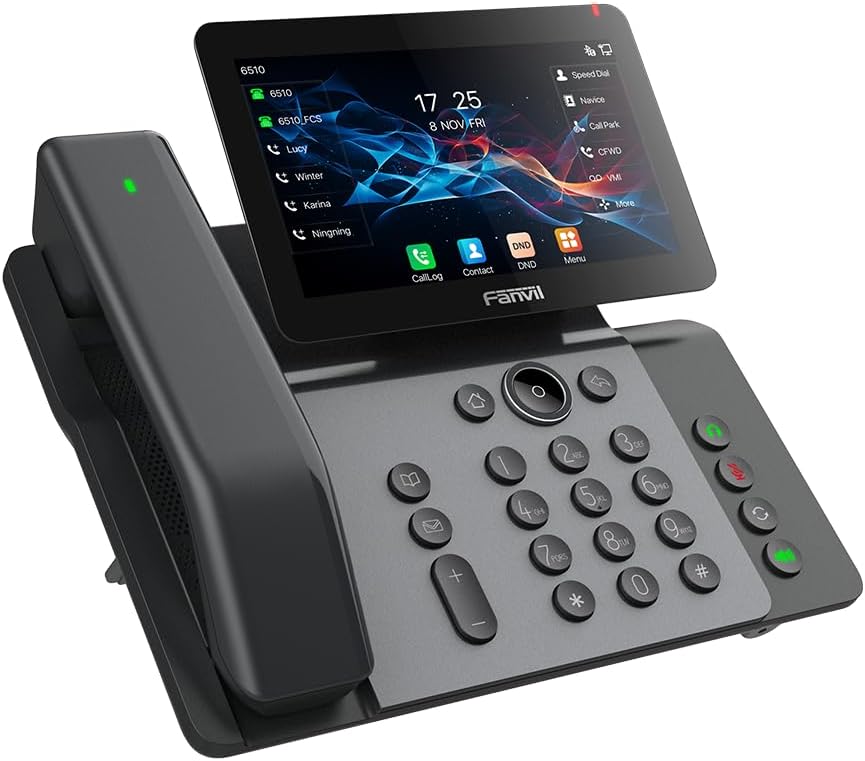 Fanvil V66-Pro Premium IP Phone 7-inch Adjustable Touch Screen, 20 SIP Lines Built-in 2.4G/5G Wi-Fi (Wi-Fi 6) and Wireless Bluetooth handset