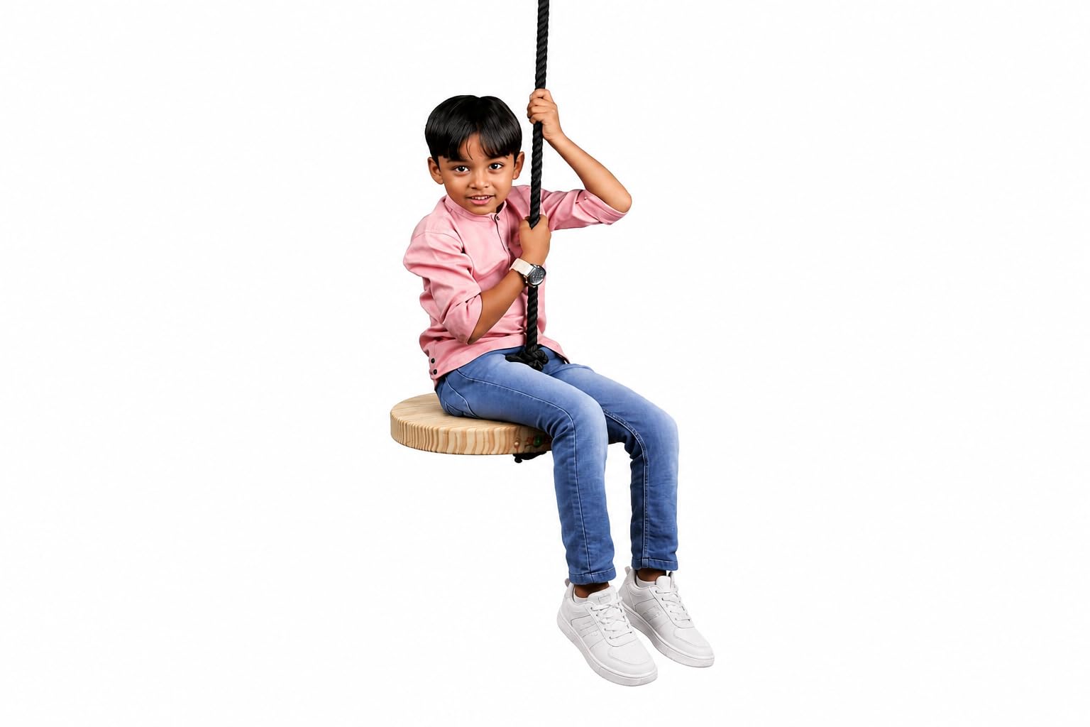 Mihad Wood Disc Rope Swing for Home & Gardern| Tree Hanging Swing for Kids |Outdoors High Strength Load Bearing Wooden disc Swing | Swing Seat with Adjustable-picture-26