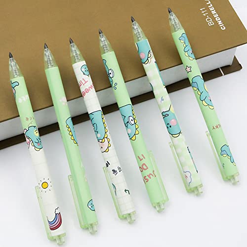 6 Pieces Cute Dinosaur Mechanical Pencil, Infinity Reusable Pencil, Eternal Inkless Magic Pencil, Green Dinosaur Press Automatic Mechanical Pencils For Kids Students Office School Supplies, 0.5 Mm #TOP3