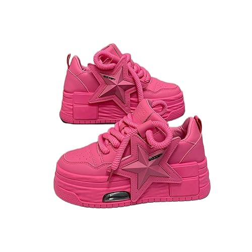 JXpxbao Damen Hohe Plattform Chunky Turnschuhe Beiläufig Schnüren Sport Massage Skaterschuhe (36,Rosa) JXpxbao Damen Hohe Plattform Chunky Turnschuhe Beiläufig Schnüren Sport Massage Skaterschuhe (36,Rosa)