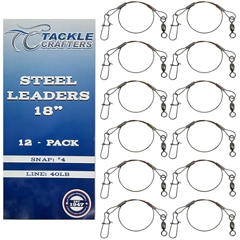 Tackle Crafters Stainless Steel Fishing Leaders - Pack of 12 Wire Leaders for Fishing Saltwater, Fishing Wire Leader, Steel Leader - Fishing Leaders with Swivels Cover