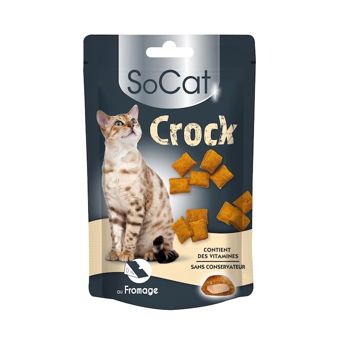 RIGA - SoCat Crock Au Fromage - Friandises pour Chat - Biscuit Croquant Au Coeur...