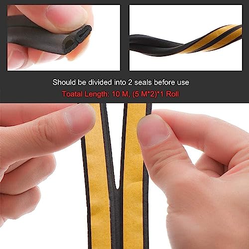 Image of Weather Stripping Seal Strip Tape, Doors Windows Frame Self Adhesive D Type Foam Sealing Tape, 65.6Ft Rubber Soundproof Insulation Cell Foam Stripping, Black (Pack of 3)