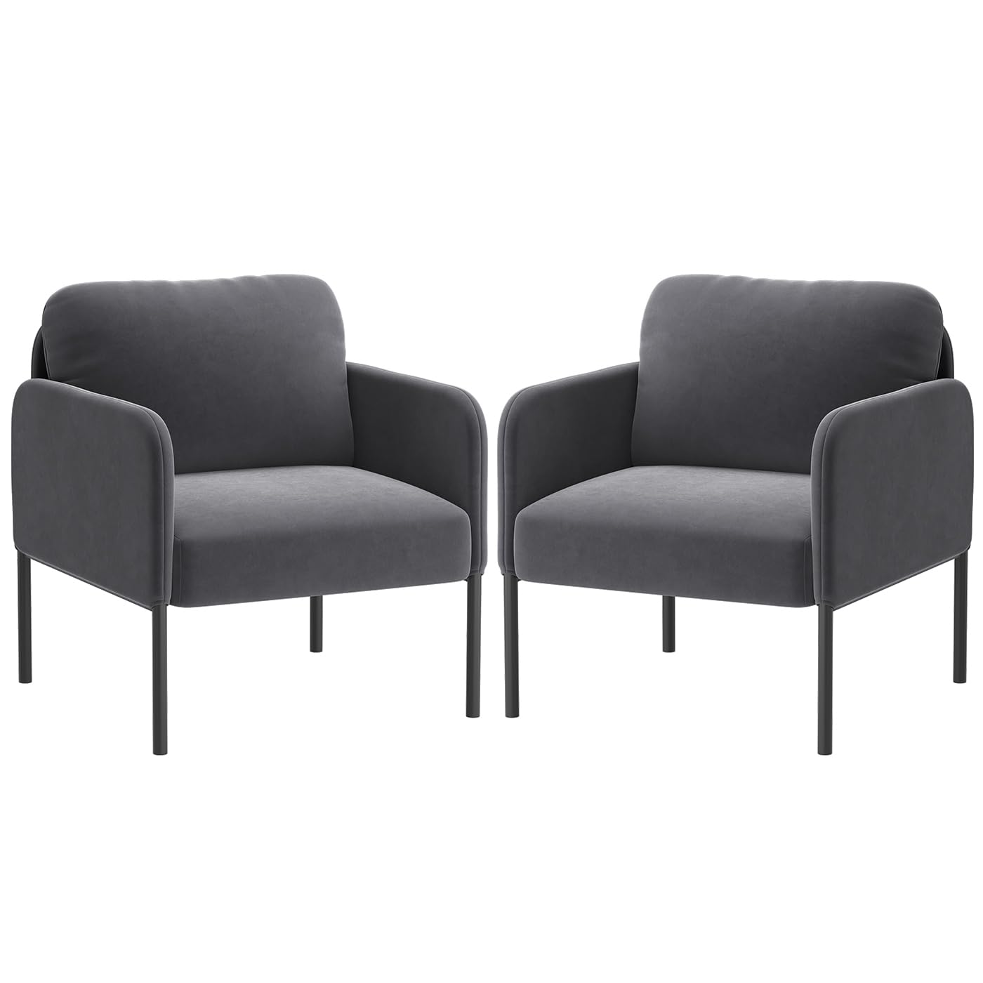 COLAMY Upholstered Armchair Accent Chair, Modern Lounge Chair with Padded Backrest, Soft Velvet Living Room Chair for Bedroom, Apartment & Reading Corner,Grey