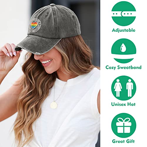 Image of Gay Pride Baseball Hat for Men and Women, LGBT Rainbow Embroidered Trucker Hats Adjustable Washable LGBTQ Baseball Cap Gifts