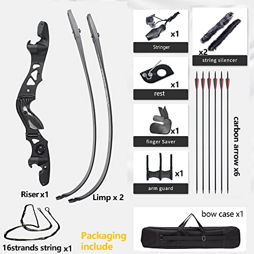 Ilf Takedown Recurve Bow For Adult & Youth Beginner,Bow And Arrow Set 62" Recurve Hunting Bow For Outdoor Training Practice Right Hand (55Lb) #TOP4