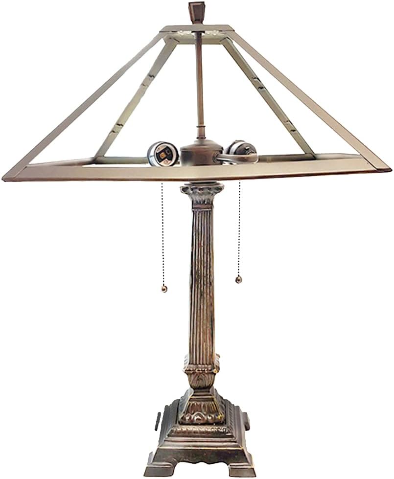 15" Dia. Metal Panel Lamp Shade & Base, Dark Bronze Finish with Gold Highlights, Nicely Weighted, 25" Tall