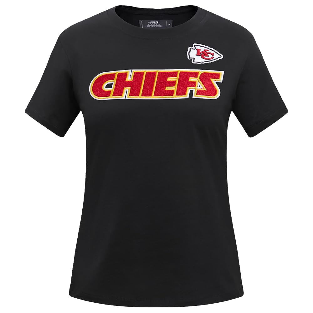 Pro Standard Womens NFL Kansas City Chiefs Classic Chenille Short Sleeve Slim Tee Black L