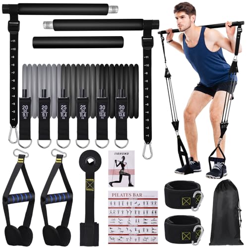 Kit Pilotes Barre Au Sol + 6 Bandes élastiques – Jjshund (Rose/Bleu/Violet)