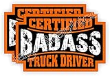 (2) Badass TRUCK DRIVER Hard Hat Stickers | Bad Ass Motorcycle Helmet Decals | Laborer Foreman Bossman Worker Construction Trucker Semi Dump Truck Labels Badges