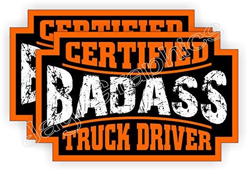 (2) Badass TRUCK DRIVER Hard Hat Stickers - Bad Ass Motorcycle Helmet Decals - Laborer Foreman Bossman Worker Construction Trucker Semi Dump Truck Labels Badges