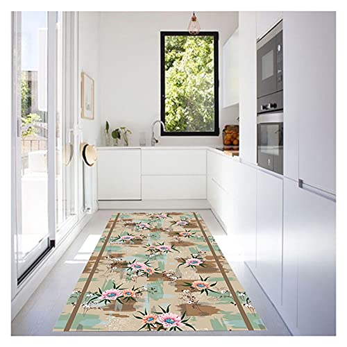 Alfombra de Pasillo,Alfombra Antideslizante Vintage de Goma Trasera Lavable,Delgada Pila Baja Cortable para Entrada Sala de Estar Dormitorio,Espesor 0.6Cm/a/60X250Cm